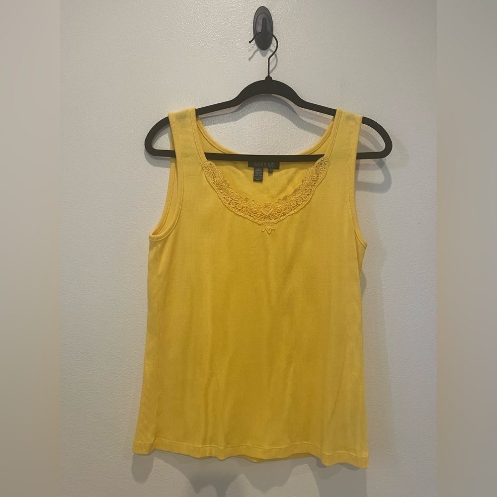 Ralph Lauren Yellow Lace Trim Tank Top